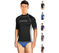 Cressi Rash Guard Man, Maglia Protettiva con Maniche Corte in Speciale Tessuto Elastico, Protezione Solare UV (UPF) 50+ Uomo, Nero/Grigio, S/2 (48)