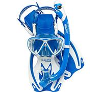 Cressi Rocks PRO Dry Set, Pinne/Maschera/Boccaglio Unisex Bambini, Blu/Bianco, L/XL