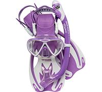 Cressi Rocks PRO Dry Set, Pinne/Maschera/Boccaglio Unisex Bambini, Lilla/Bianco, S/M