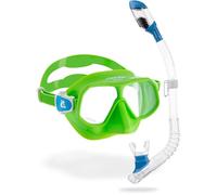 CRESSI Azure/Clear Blue, Combo Set Junior, Maschera Rombo e Snorkel Mini Dry Gioventù Unisex, Lime Azzurro/Trasparente Blu, Unica