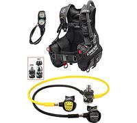 Cressi Scuba Set, Jacket Start PRO, Erogatore MC9 DIN e Octopus Compact, Console 2 con Frusta Unisex, Nero/Silver/Giallo, L