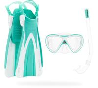 CRESSI Seashell Seekers Set Aqua Green/White S/M - Snorkeling Kids Set 2/5 Anni, Pinne Spy, Maschera Mini Peg e Snorkel Mini Island, Verde Acqua/Bianco, S/M