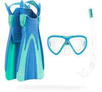 CRESSI Seashell Seekers Set Blue/Aqua Green S/M - Snorkeling Kids Set 2/5 Anni, Pinne Spy, Maschera Mini Peg e Snorkel Mini Island, Blu/Verde Acqua, S/M