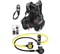 Cressi, Set Jacket Start PRO, Erogatore MC9 INT e Octopus Compact + Console 2 con Frusta Unisex, Nero/Silver/Giallo, M
