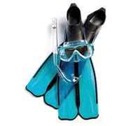 Cressi Rondinella Bag Set Set Pinne, Maschera e Snorkel, Unisex - Bambino, Acquamarina, 33/34
