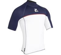 Cressi Shield Man Rash Guard Short/SL - Rash Guard Manica Corta Protettiva per SUP e Sport Acquatici, Bianco/Blu, XS/1, Uomo
