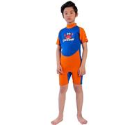 Cressi Smoby Wetsuit, Muta Shorty in Premium Neoprene 2 mm Unisex Bambini, Blu/Arancio, 9/10 Anni
