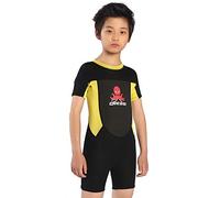 Cressi Smoby Wetsuit, Muta Shorty in Premium Neoprene 2 mm Unisex Bambini, Nero/Giallo, 2/3 Anni
