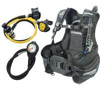 Cressi Start Scuba Set - Jacket Start + Erogatore AC2 Compact (INT/DIN) + Octopus Compact e Minimanometro con frusta, Nero/Blu, Adulto Unisex, XS - DIN
