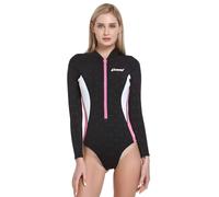 Cressi Termico Long Sleeve Lady Swimsuit 2 mm, Costume Monopezzo Maniche Lunghe in Neoprene High Stretch Donna, Nero/Rosa/Bianco, XXL