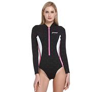 Cressi Termico Long Sleeve Lady Swimsuit 2 mm, Costume Monopezzo Maniche Lunghe in Neoprene High Stretch Donna, Nero/Rosa/Bianco, XS