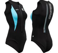 Cressi dal 1946 - ThermoFlex Lady Swimsuit 2mm - Costume Intero da Donna in Morbido Neoprene Bifoderato Nero/Acquamarina 2mm, Ideale per Nuoto, Snorkeling, AquaFitness, Sport Acquatici Vari - L/4