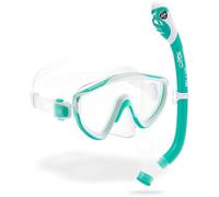 CRESSI Tinetto & Iguana Dry Aqua Green/White - Combo Set Snorkeling Jr Maschera Tinetto e Snorkel Iguana Dry, Verde Acqua/Bianco, Taglia Unica