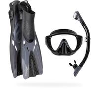 CRESSI Tino Adventure Set Black/Graphite [S/M] - Set Pinne Tonga, Maschera Tino e Snorkel Scilla, per Snorkeling e Immersioni, Nero/Grafite, S/M, Adulti