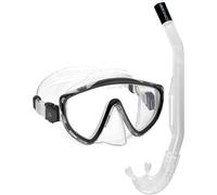 Cressi Tino & Island 2.0 Clear/Black - Combo Set Snorkeling Maschera Tino e Snorkel Island 2.0, Trasparente/Nero, Taglia Unica, Adulti