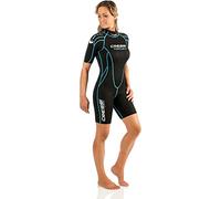 Cressi Tortuga Lady Wetsuit 2.5mm, Muta Shorty in Neoprene High Stretch Donna, Nero/Blu (Acquamarina), XS/1