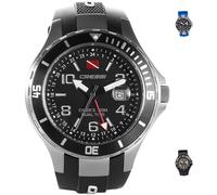 CRESSI Traveller Dual Time Orologio Professionale Subacqueo 200m/20ATM, Unisex, Argento/Nero/Nero