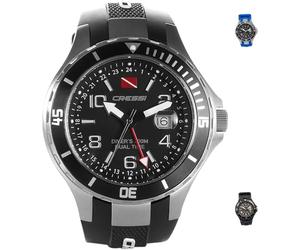 Cressi Traveller Dual Time Orologio Professionale Subacqueo 200m/20ATM, Unisex, Argento/Nero/Nero