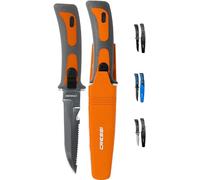 Cressi Unisex Adulto Coltello Professionale Subacqueo per Immersioni e Apnea, Plastica, Arancio/Grigio Lama Silver, 23.5 cm