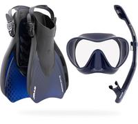 Cressi Voyager Set Mascher Snokel+Pinne Set, Blu Navy, S/M