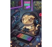 Crested Gecko Gamer Journal: Cute Gaming Notebook Featuring a Crested Gecko with Headset, RGB Setup, and Controller • Perfect for Notes, Journaling, School, Work, and Gaming Fans
