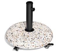 Crestlive Products Base per ombrellone da 20,4 kg con ruote, resistente, base rotonda in cemento ciottolato per esterni, terrazza, prato, giardino (ciottolo)