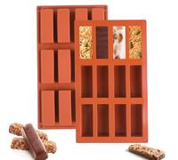 CRESZZLE Set da 2 stampi in silicone per barrette, 12 cavità - stampo per barrette di muesli, stampo in silicone per barrette, antiaderente, ideale per brownies, cheesecake, muffin, budini e altro.