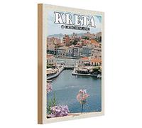 Creta Grecia | Targa in legno nostalgico | decorazione | 30 cm x 40 cm