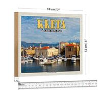 Creta | Grecia | Targa in legno | Porto Veneziano di Chania | 18 cm x 12 cm