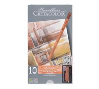 CRETACOLOR Artino Drawing Set, set da disegno da 10 pezzi per professionisti e principianti, dotazione base per il disegno, incl. Tergicristalli e gomma secca, spalmabile morbido e ricco