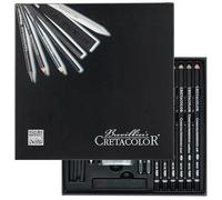 CRETACOLOR Black Box, set da disegno e carboncino da 20 pezzi, confezione regalo, in omma da cancellare impastata e gomma per carta