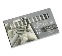 CRETACOLOR Grey Hard Pastels, 12 pezzi, brillante risultato cromatico, impressionante resistenza alla luce, massima qualità, miscelabile, verniciabile con acqua