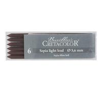 Cretacolor Mine artistiche Sepia Chiare, mina da 5,6 mm, 6 pezzi in custodia di plastica