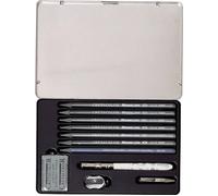 CRETACOLOR Monolith Graphit Set, set di 11 pezzi con gomma e temperamatite, penne solo da miniera, custodia in metallo di alta qualità, adatta per artisti e hobbisti, miniera pura