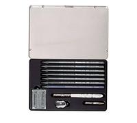 CRETACOLOR Monolith Graphit Set, set di 11 pezzi con gomma e temperamatite, penne solo da miniera, custodia in metallo di alta qualità, adatta per artisti e hobbisti, miniera pura