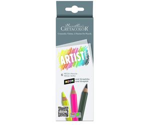 CRETACOLOR - Set of 6 MEGA Neon & Graphite Artist Studio