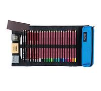 CRETACOLOR Set per artisti Spring Edition, con astuccio a rotelle blu, tiratura limitata, 29 pezzi, diversi articoli per artisti, incl. Temperamatite e gomma, buona opacità, colori brillanti