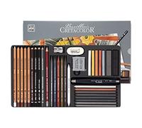 CRETACOLOR Ultimo, set da schizzo, 35 pezzi, set per artisti multifunzione, con gomma e temperino, diversi materiali da disegno