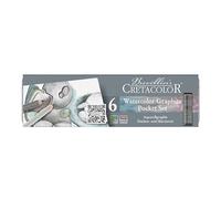 CRETACOLOR Watercolor Graphite Pocket Set, matite di grafite acquerellabili, 3 colori e 3 graduazioni di grafite, robusta custodia in metallo, polvere di miniera solubile in acqua