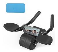 Cretee Ruota per addominali e allenamento della forza addominale, con ginocchiera per allenamento addominale, principianti e allenamento avanzato della forza addominale (nero)