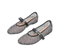 CRETUAO Ballerine Donna in Maglia Leopardata Sandali Mary Jane con Punta Rotonda Morbidi Comodi con Fibbia Scarpe Ballerina Casual Traspiranti,5 Leopard,36 EU