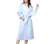 CRETUAO Blu,S, Vestaglia Leggera da Donna in Tessuto a Nido d'Ape, Pigiama Kimono in Maglia, Accappatoio per Spa, Morbido Abbigliamento da Bagno, Vestaglia in Cotone