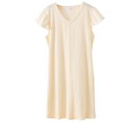 CRETUAO Camicia da Notte da Donna in Garza di Cotone Camicia da Notte in Mussola Abito da casa Leggero e Comodo Camicia da Notte a Maniche Corte con Scollo a V,Bianca,XL