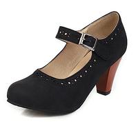 CRETUAO Décolleté Mary Jane Sweet Bowknot da Donna, Tacco Largo alla Moda con Plateau Punta Tonda Simpatici Tacchi Alti Kawaii,7 Black,39 EU