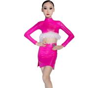 CRETUAO Nuovo Vestito Ballo Latino Rosso alla Moda per Ragazze 2 Pezzi per la Pratica Ballo Sala Tango,Salsa,Rumba e Samba,Costume Competizione Professionale spettacoli sul palco,Rosa,XXL