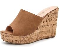 CRETUAO Sandali con Zeppa in Sughero con Zeppa da Donna,Comodi Sandali Antiscivolo con Tacco Alto in Spiaggia,Sandali con Tacco Alto e Sexy con Punta Aperta,Marrone,38 EU