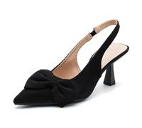 CRETUAO Scarpe col Tacco Alto Fiocco e Punta in Pelle Scamosciata da Donna,Eleganti Scarpe da Sera comode Cinturino Elastico e Tacco a Gattino,Scarpe con Cinturino Posteriore Nere,Verde,40 EU