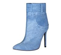 CRETUAO Stivaletti alla Moda Blu Denim da Donna Stivaletti a Spillo con Punta a Punta Stivaletti con Tacco Alto Stivali da Cowboy Occidentali,Denim Blue,38 EU