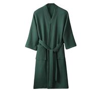 CRETUAO Verde,M, Accappatoio in 100% cotone a nido d'ape per uomo e donna, accappatoio kimono leggero, morbido e assorbente, vestaglia da camera per coppia