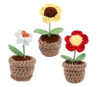 Cretvestsar Vaso Di Fiori Fatto A Mano All'uncinetto Fiori In Vaso All'uncinetto Cesto Di Fiori Di Girasole All'uncinetto Per Decorare Stanze Casa Ufficio Desktop Ornamento Auto Amante O Famiglia (A)